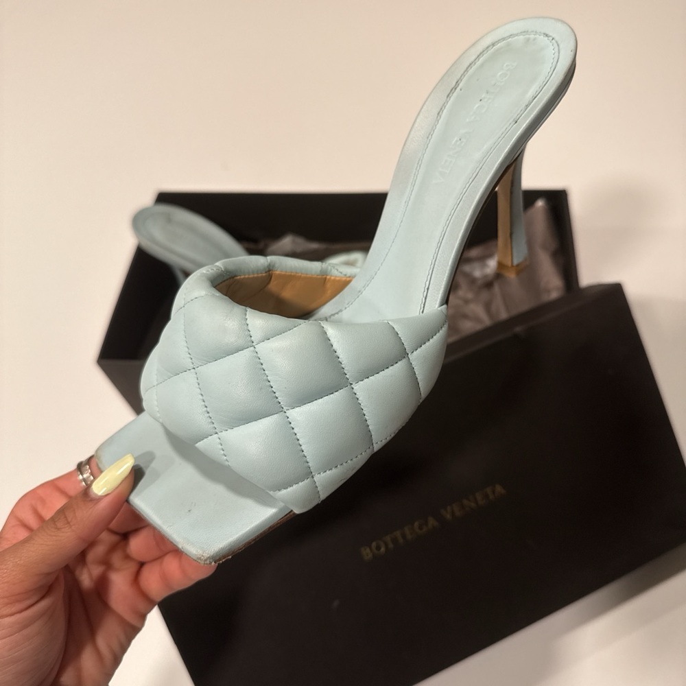 Bottega Veneta Sky Blue Quilted Heels